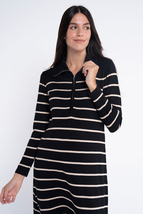 Ohma! Vestido de amamenta&ccedil;&atilde;o em malha evas&ecirc; preto