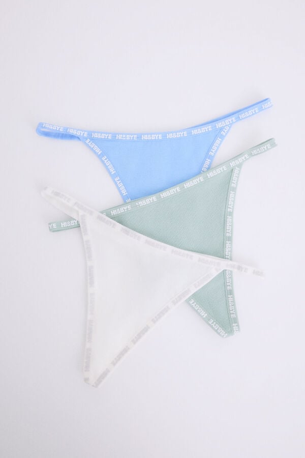 HI&BYE Pack 3 tangas tira azul, verde, blanco blanco