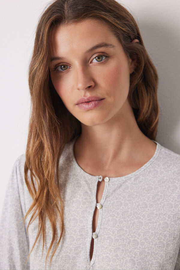 Women'secret Camisa de dormir curta estampada 100% algod&atilde;o branco