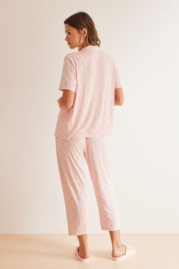 Women'secret Pijama camisero soft touch rosa Snoopy rosa