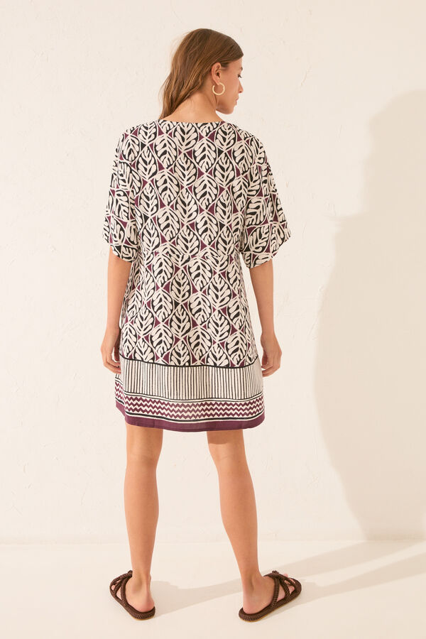 Women'secret Camisola midi estampado hojas burdeos