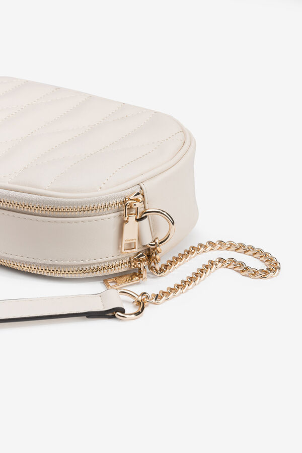 Vilanova Bolsa transversal com efeito de couro bordado bege