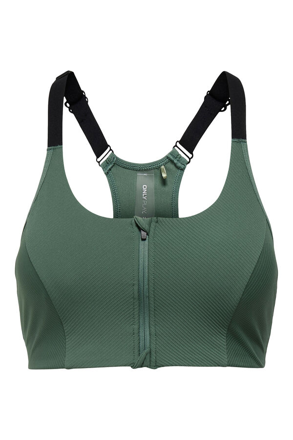 Only Play Sujetador deportivo cremallera delantera verde