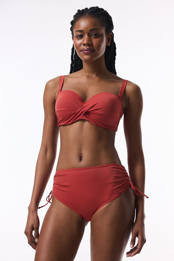 Penti Top de bikini sin aro marr&oacute;n tirantes extra&iacute;bles naranja
