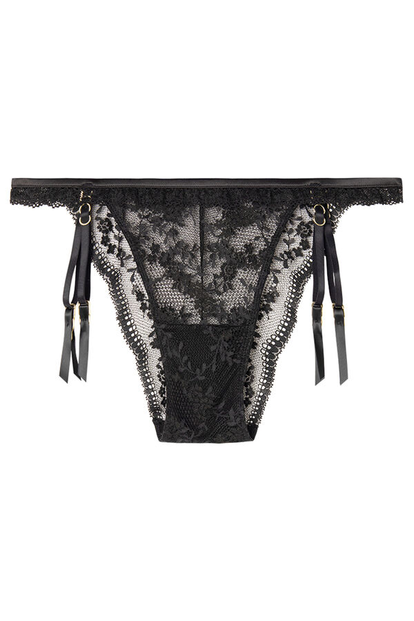 Women'secret Braga cl&aacute;sica encaje liguero negro negro