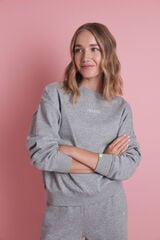 HI&BYE Sudadera felpa gris logo gris