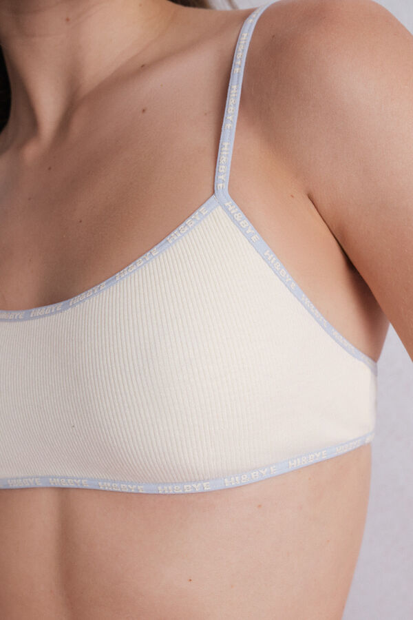 HI&BYE Top de soutien de algod&atilde;o amarelo com copas remov&iacute;veis estampado