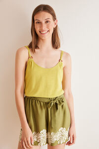 Women'secret Shorts viscosa kaki impressas folhas