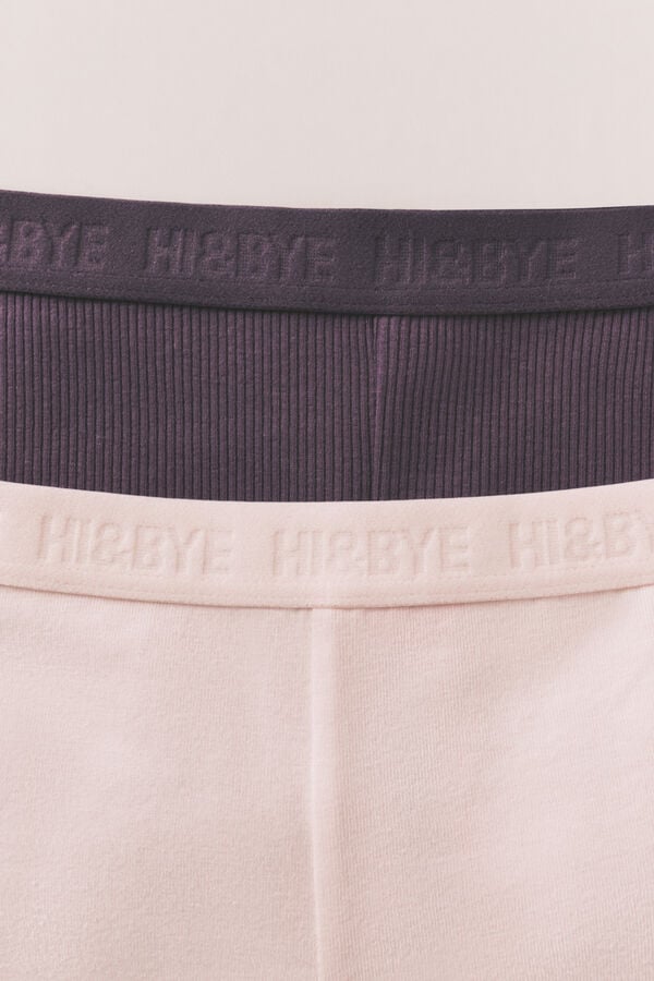 HI&BYE Pack de 2 cuecas boxer em algod&atilde;o roxo rosa rosa