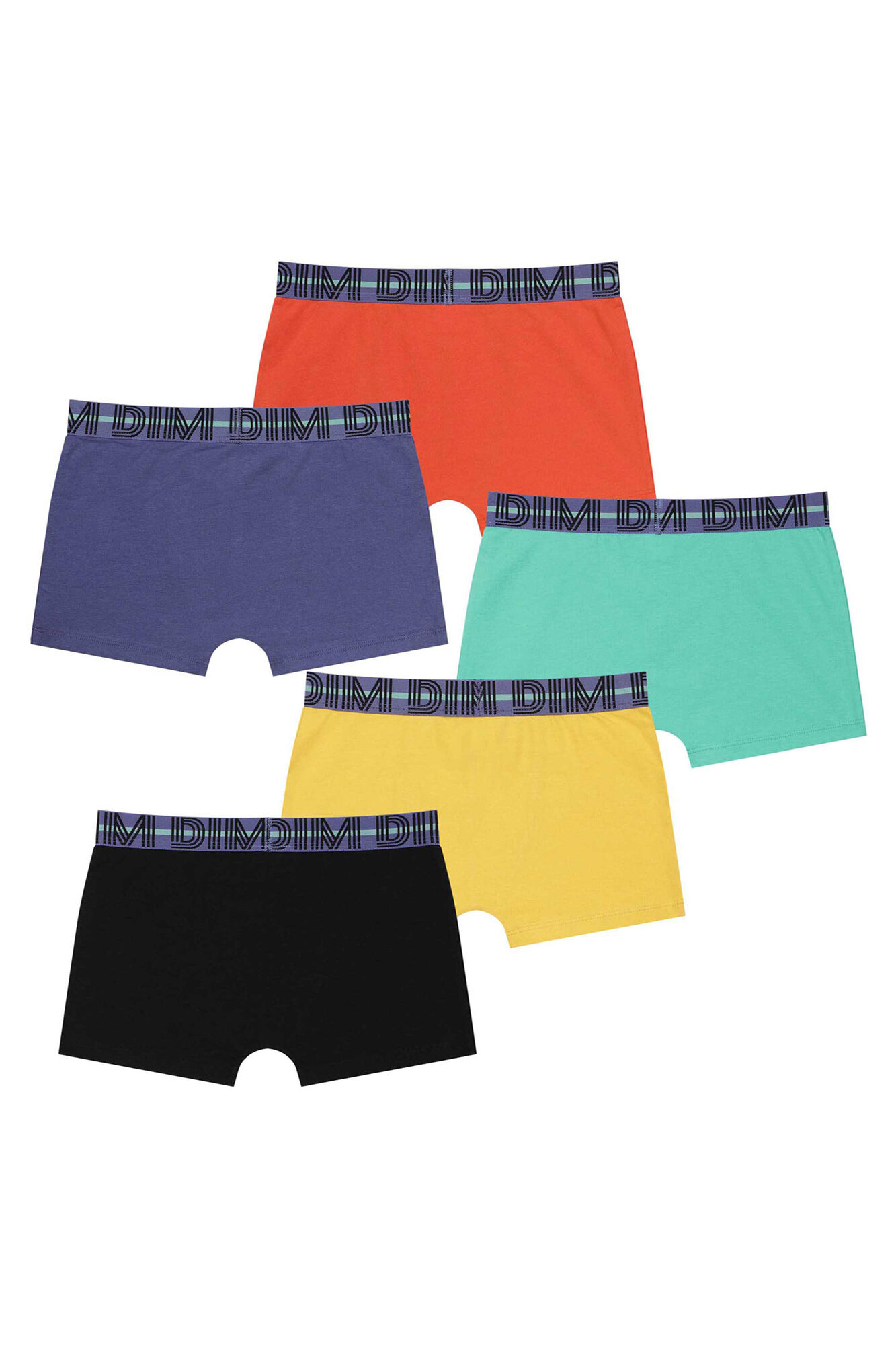 DIM Pack de 5 boxers de menino de algod&atilde;o em v&aacute;rias cores