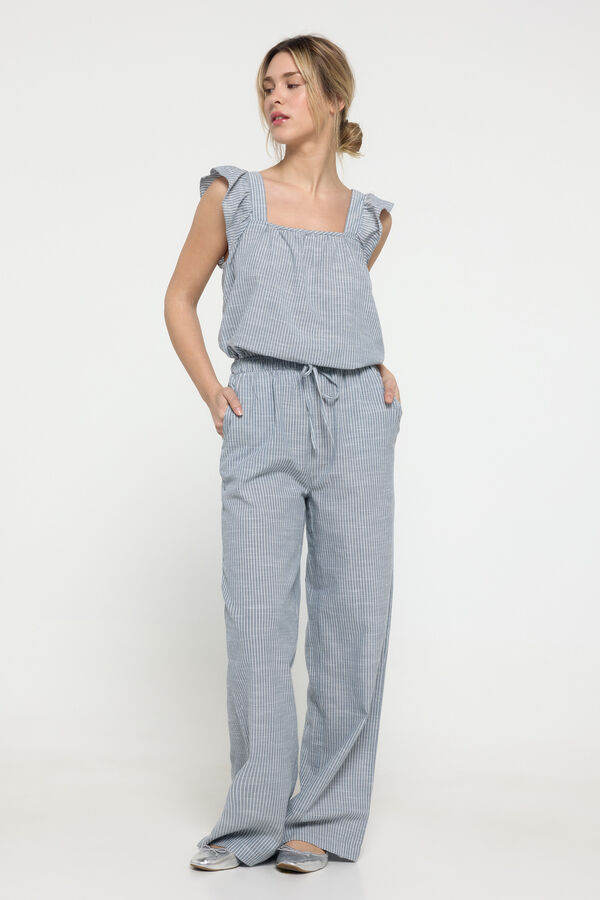 Pieces Pantal&oacute;n mezcla lino azul