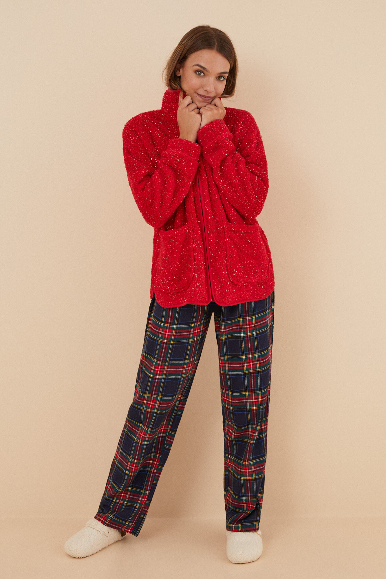 Women'secret Casaco pelo l&uacute;rex vermelho