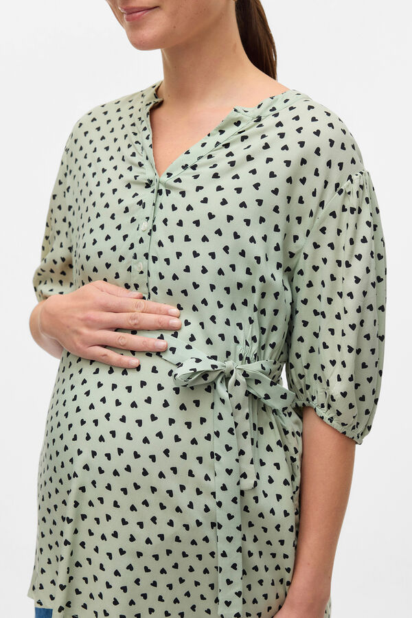 Mamalicious Top de manga curta maternity e amamentação verde