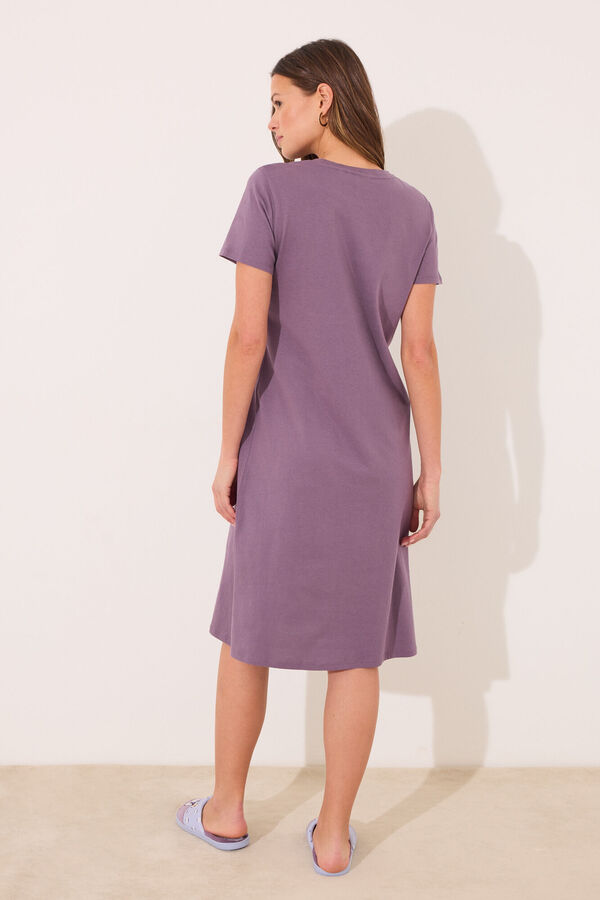 Women'secret Camisa de dormir midi Snoopy roxa 100% algod&atilde;o rosa