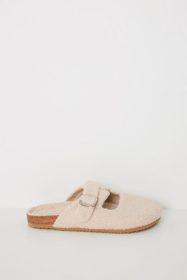 Women'secret Zapatillas tipo zueco borreguito marfil marfil