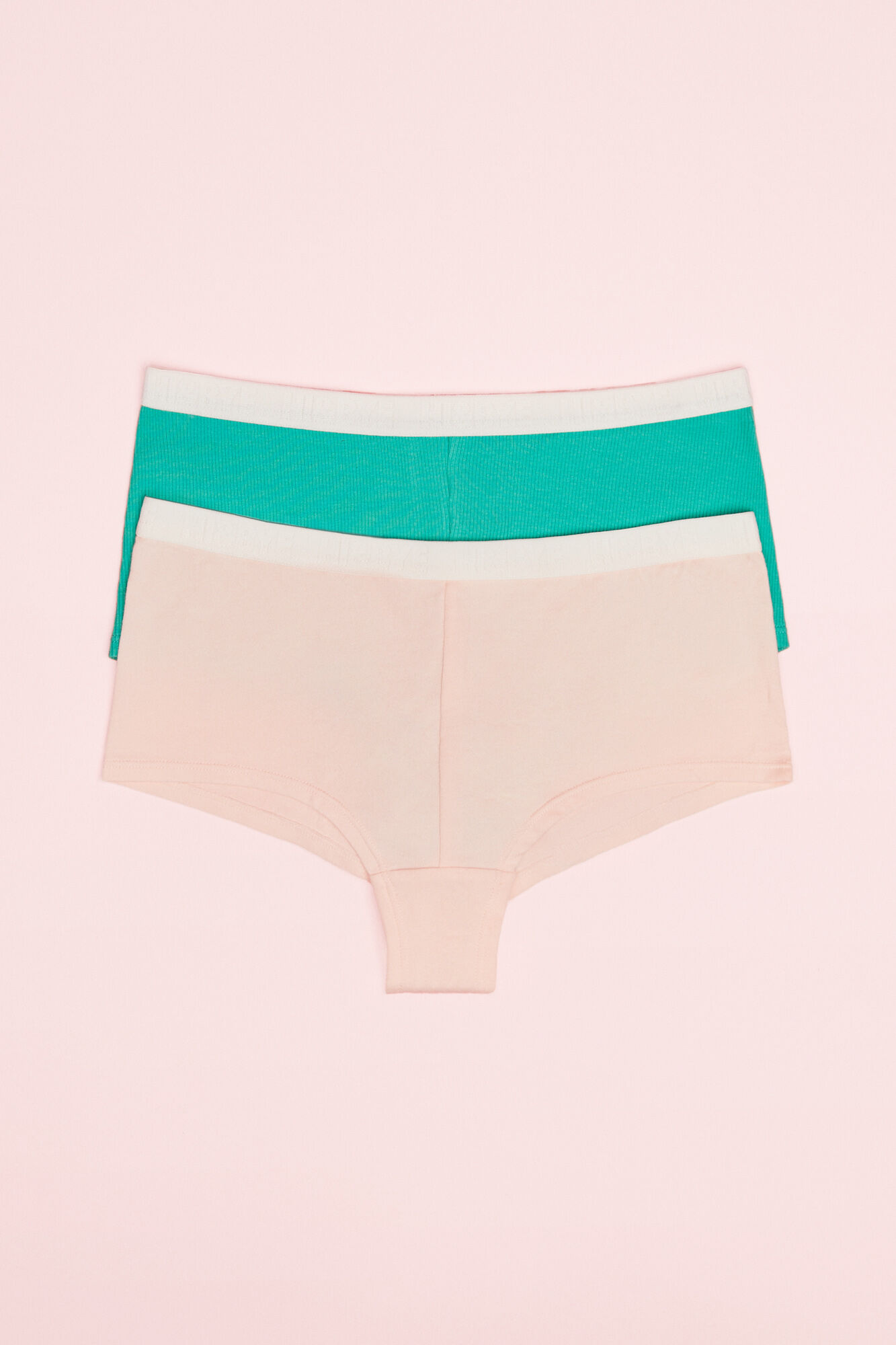 HI&BYE Pack 2 bragas culotte algod&oacute;n blanco y verde