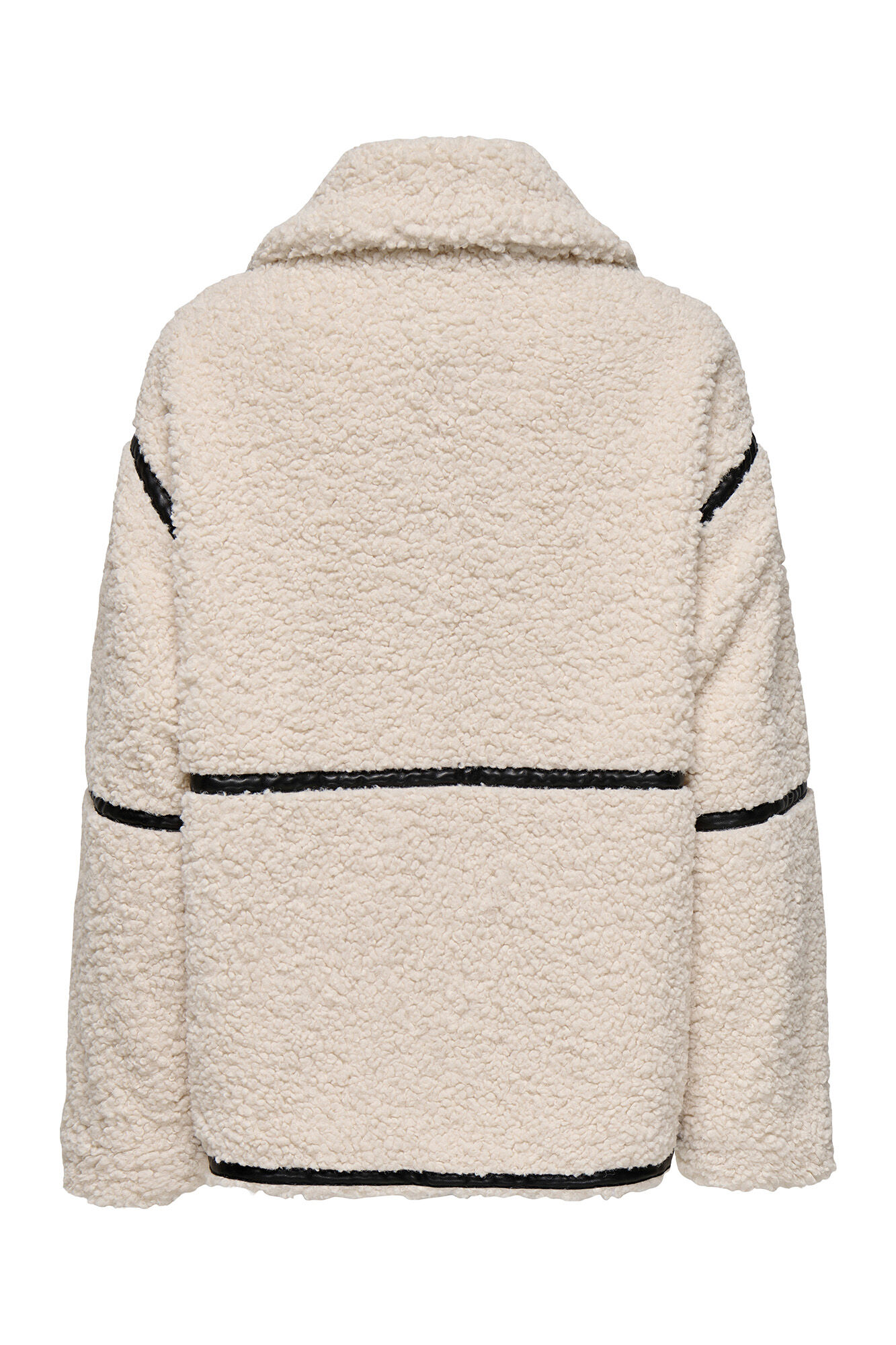 Only Maternity Chaqueta Teddy premam&aacute; beige con detalle de cintas negras