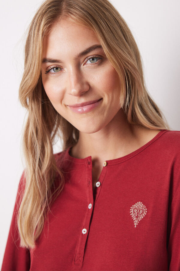 Women'secret T-shirt manga comprida 100% algod&atilde;o vermelha vermelho