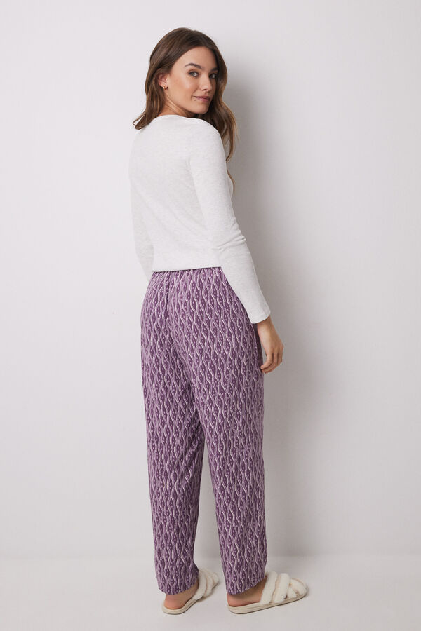 Women'secret Pantal&oacute;n largo print geom&eacute;trico morado morado/lila