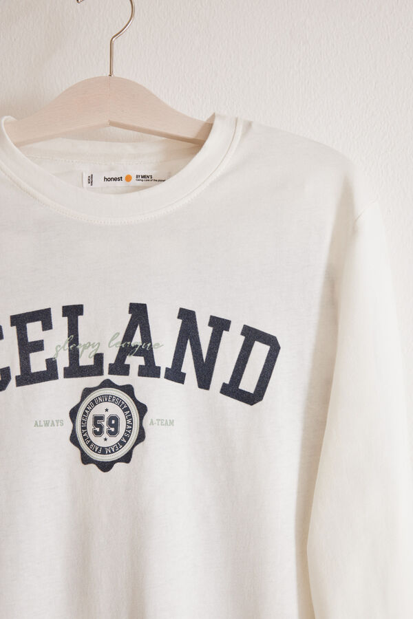 Women'secret Pijama largo hombre 100% algod&oacute;n cuadros marfil