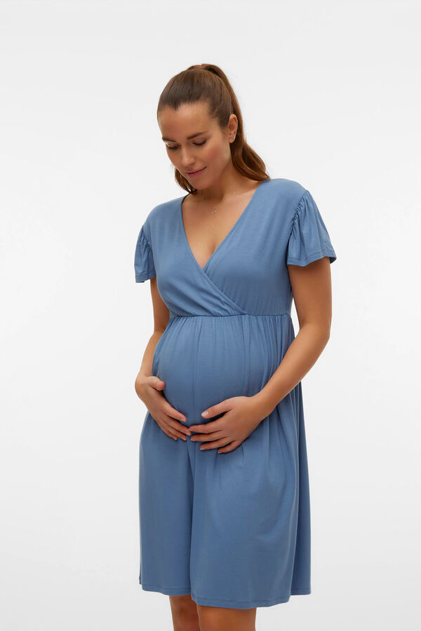 Mamalicious Vestido curto maternity e amamenta&ccedil;&atilde;o azul