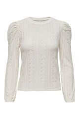 Only Maternity Camisa pré-mamã com mangas bufantes em malha jacquard branco