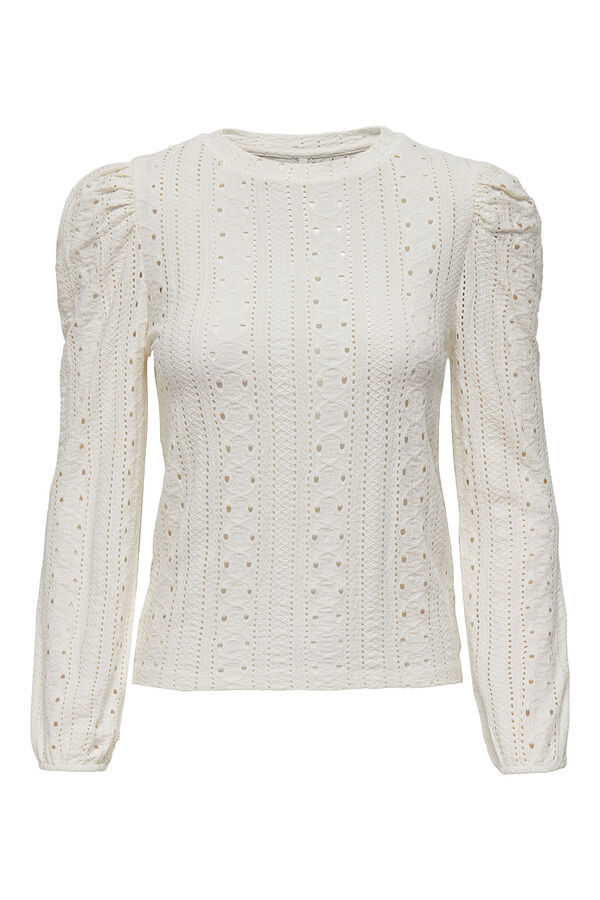 Only Maternity Camisa pré-mamã com mangas bufantes em malha jacquard branco