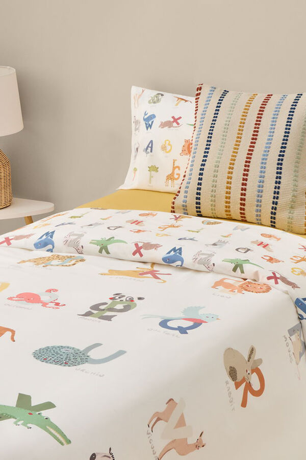 Textura Capa de edredão com estampado de dinossauro branco