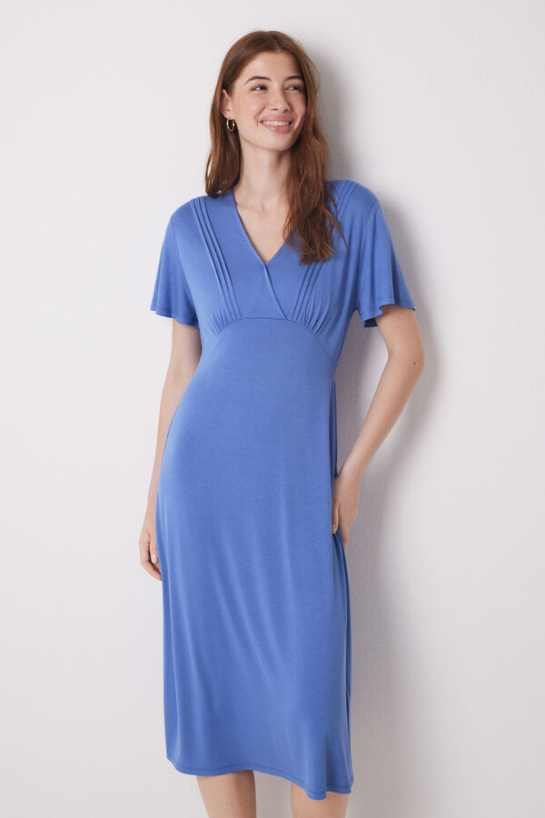 Women'secret Vestido midi soft touch azul azul