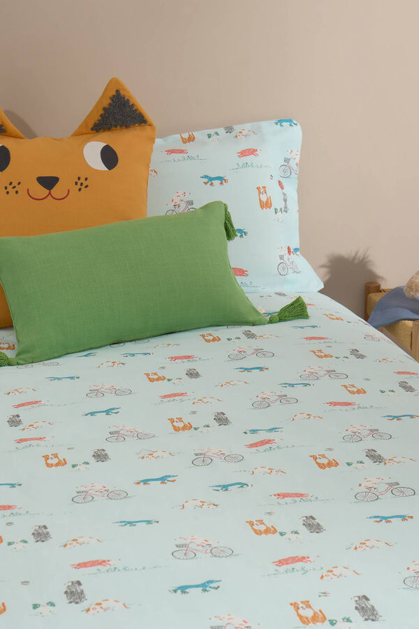 Textura Set funda n&oacute;rdica y funda almohada perros algod&oacute;n percal. Cama 80-90cm. azul