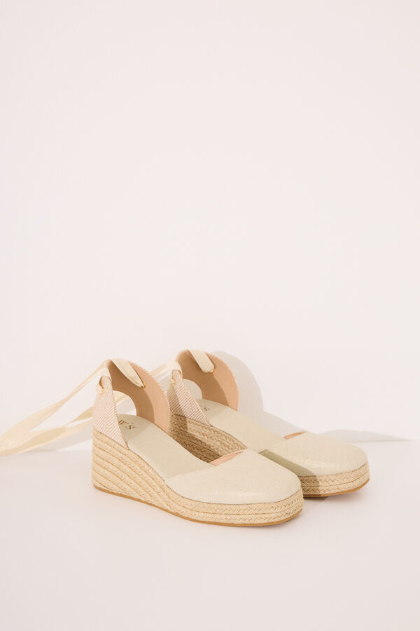 Women'secret Sandalias esparto dorado plataforma nude