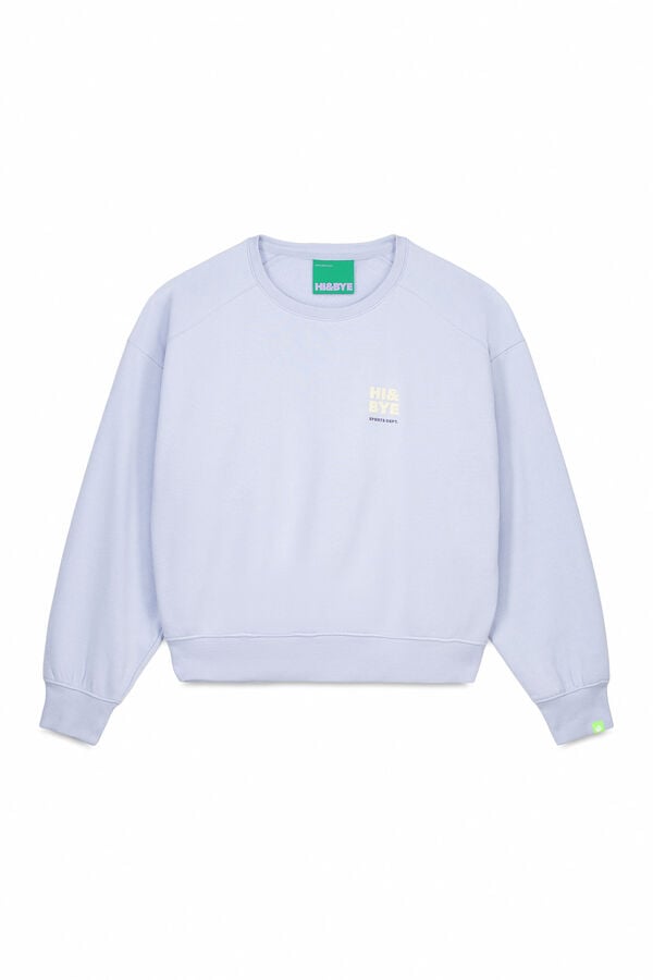 HI&BYE Sweatshirt curto de l&atilde; de algod&atilde;o azul claro azul