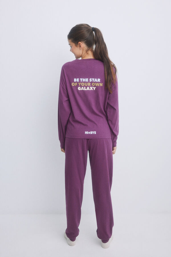 HI&BYE Pijama largo algod&oacute;n lila morado/lila