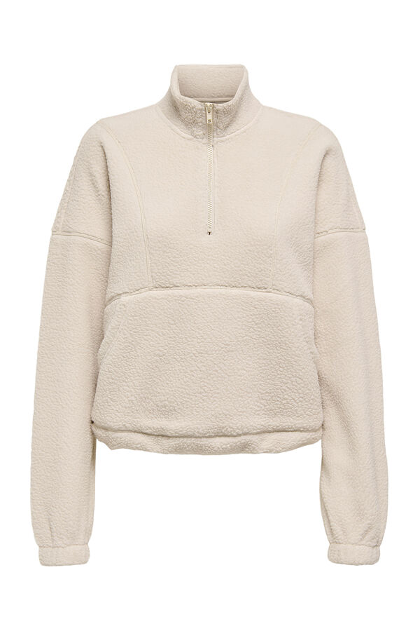 Only Play Sudadera Teddy cuello alto gris