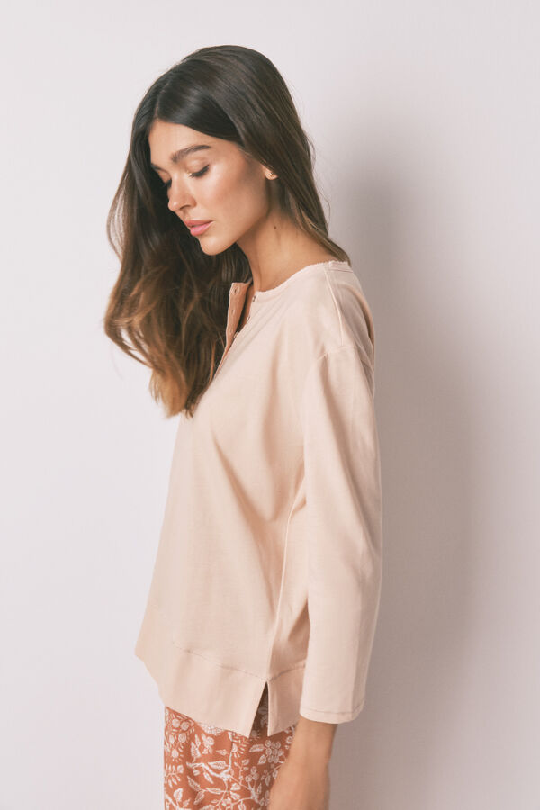 Women'secret Camiseta manga &frac34; 100% algod&oacute;n naranja  naranja