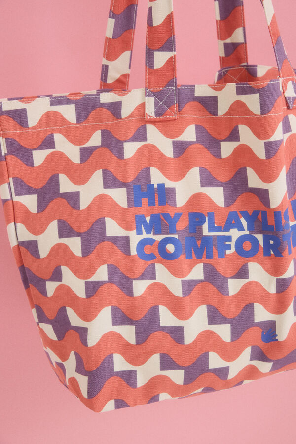 HI&BYE Sacola estampado vermelha estampado