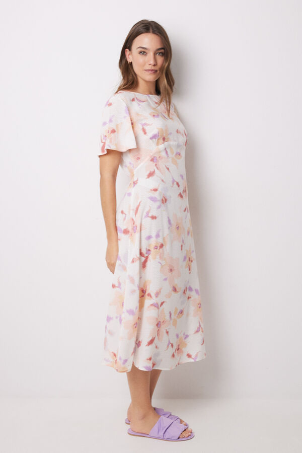 Women'secret Vestido midi viscosa print flores blanco