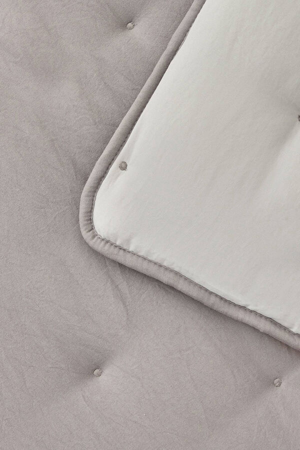 Textura Edredom revers&iacute;vel liso com bolinhas cinzento