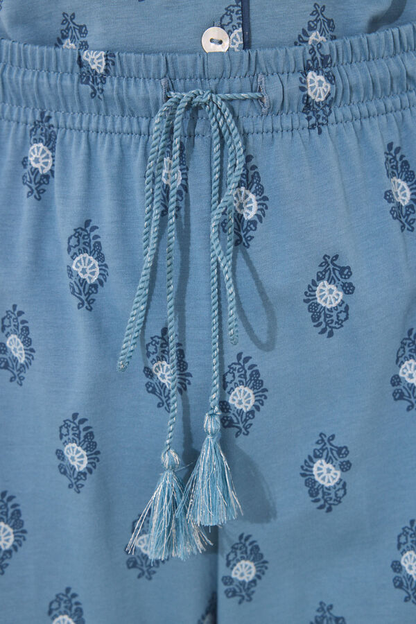 Women'secret Pijama camiseiro capri 100% algodão paisley azul