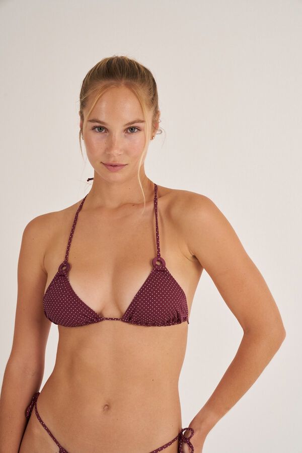 Bohodot Top bikini triangular aritos lunares estampado