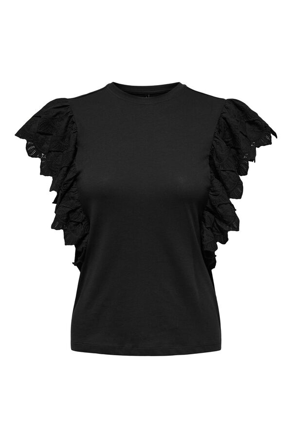 Only Maternity T-shirt pré-mamã com mangas franzidas preto