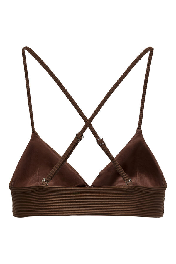 Only Top de bikini triangular canalé marrón