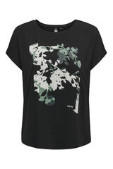 Only Play Camiseta fluida negra con diseño delantero y cuello redondo negro