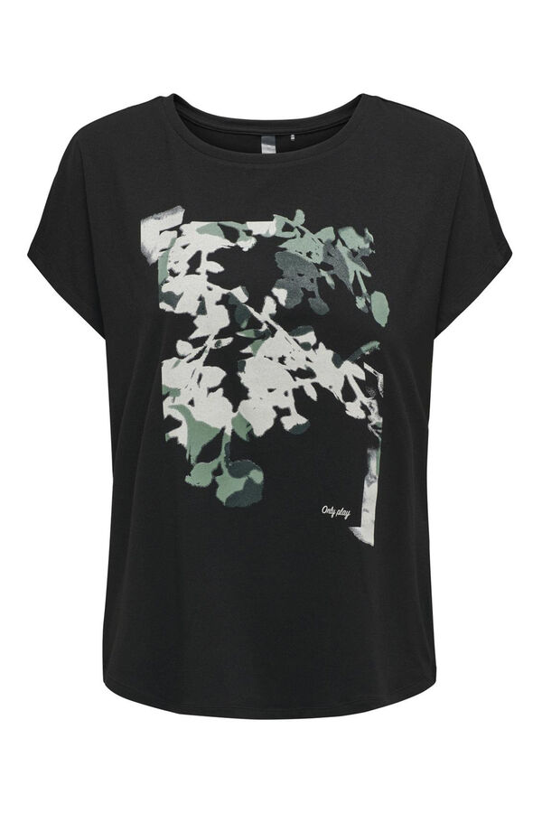 Only Play Camiseta fluida negra con diseño delantero y cuello redondo negro