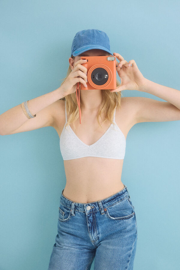 HI&BYE Sutiã triangular cinza sem costuras com copas removíveis cinzento