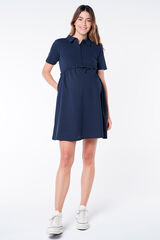 Ohma! Vestido maternity amamenta&ccedil;&atilde;o piqu&eacute; azul