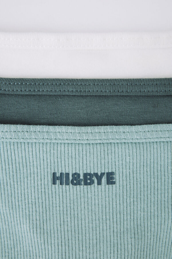 HI&BYE Pack 3 tangas algod&atilde;o verde, branca e verde garrafa multicolour