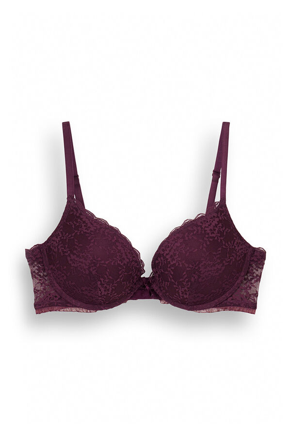Women'secret GORGEOUS sujetador push up relleno de encaje burdeos morado/lila