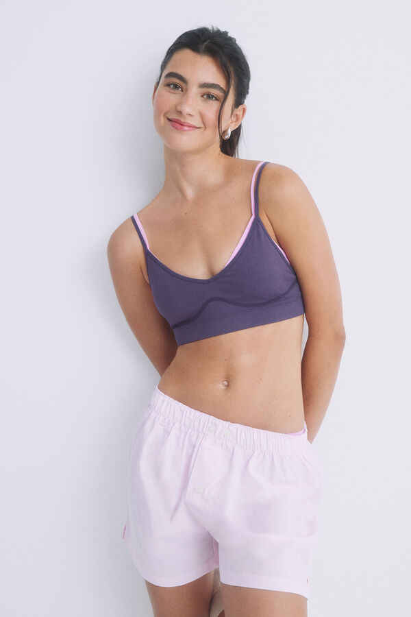 HI&BYE Soutien crop seamless morado rosa