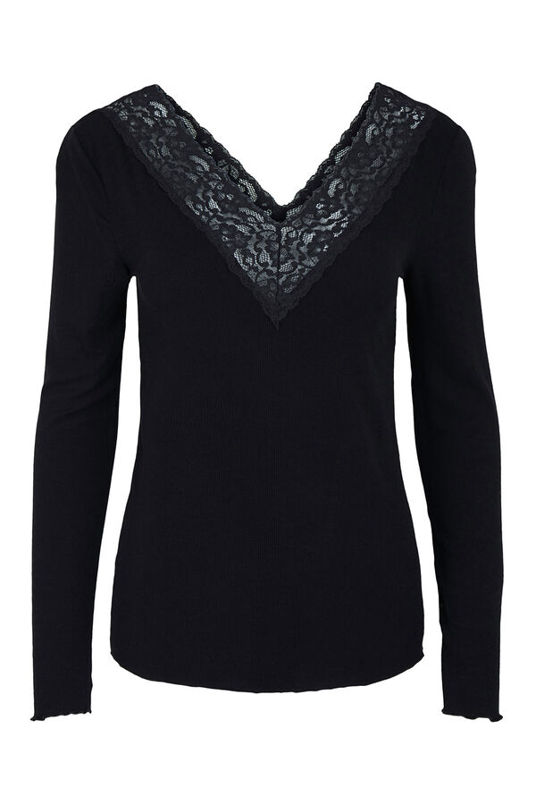 Pieces Camiseta b&aacute;sica de manga larga negro